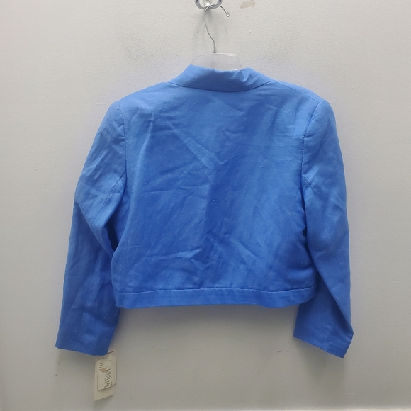 Vintage Crop Linen Blazer Jacket NWT Size 12P Button Up - Picture 4 of 11